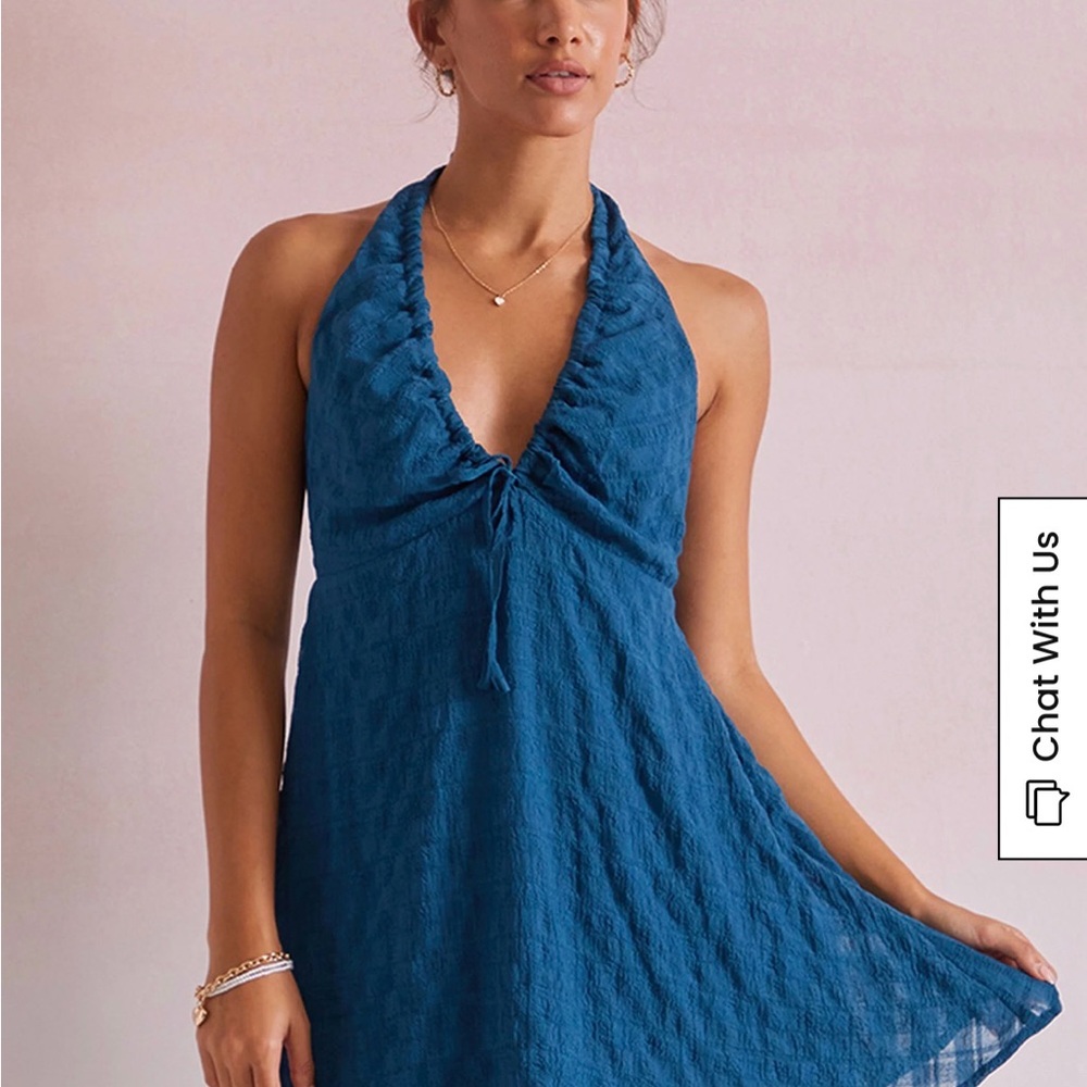 PacSun Teal Beverly and Beck Sarah Tie Back Halter Mini Dress